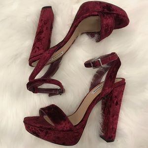 Steve Madden Crushed Red Velvet Heels